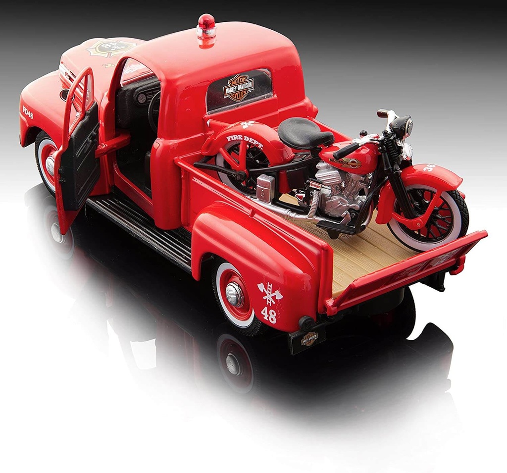 1:24 Scale Harley Davidson 1936 EL Knucklehead + 1948 Ford F-1 Die-Cast Vehicle