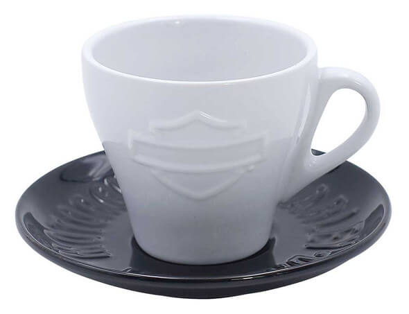 Silhouette Bar &amp; Shield Ceramic Cup &amp; Saucer, 177ml