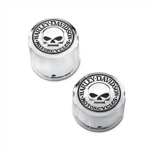 [43221-08] Willie G. Skull Rear Axle Nut Covers 00-07 FXST